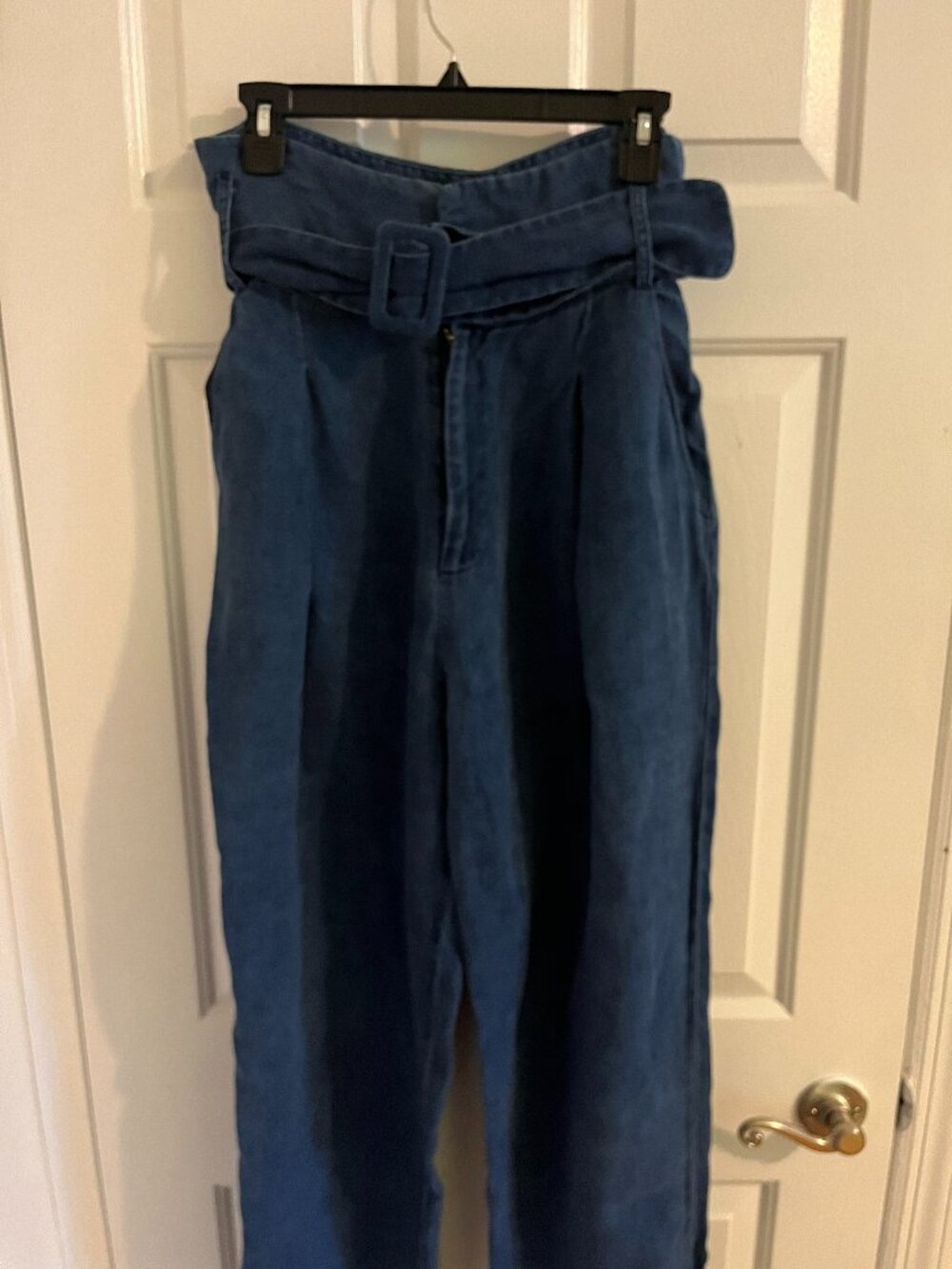 Soft denim slouchy pants with belt - size 10